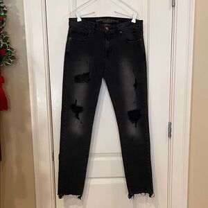 American Eagle Outfitters Men's Distressed Black Skinny Jeans